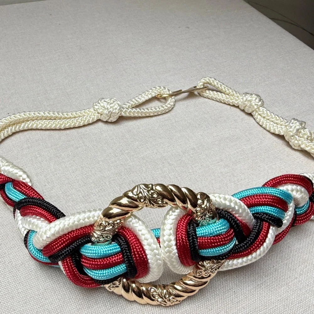 Vintage 1980s Braided Rope Cord Belt 28”
